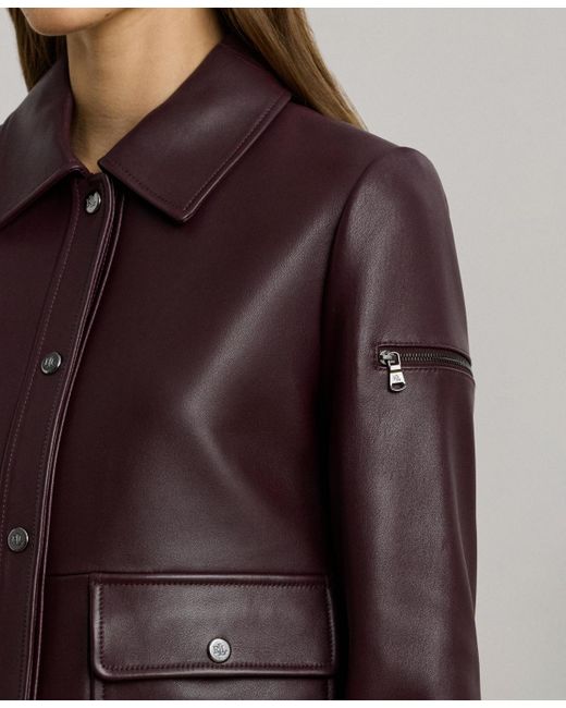 Ralph Lauren Blue Buttoned Leather Jacket
