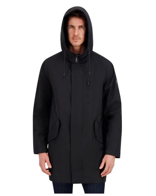 Vince Camuto Black Luxe Twill Duffle Transitional Coat for men