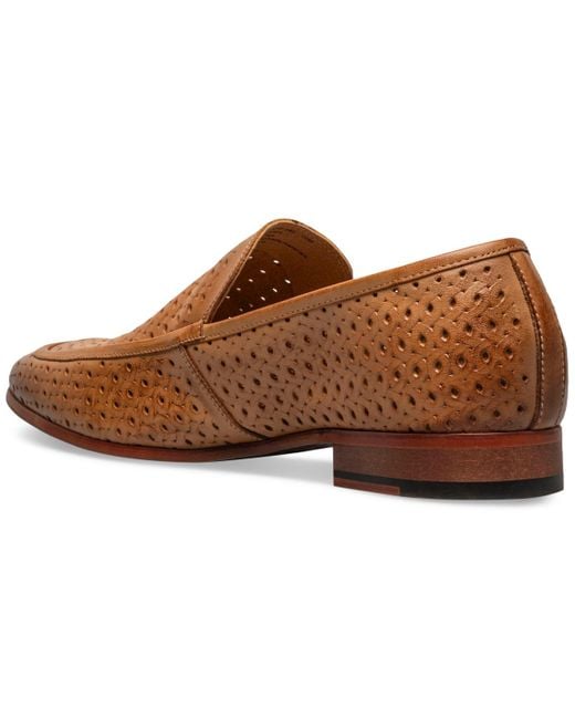 Stacy Adams Brown Winden Perforated Slip-on Loafers for men