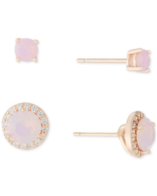 Giani Bernini Pink 2-pc. Set Crystal & Cubic Zirconia Solitaire & Halo Stud Earrings, Created For Macy's