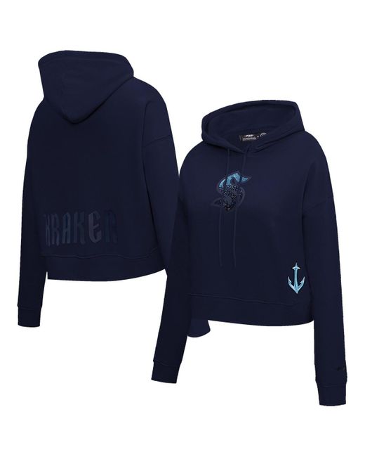 Pro Standard Deep Sea Blue Seattle Kraken Jewels Cropped Pullover Hoodie