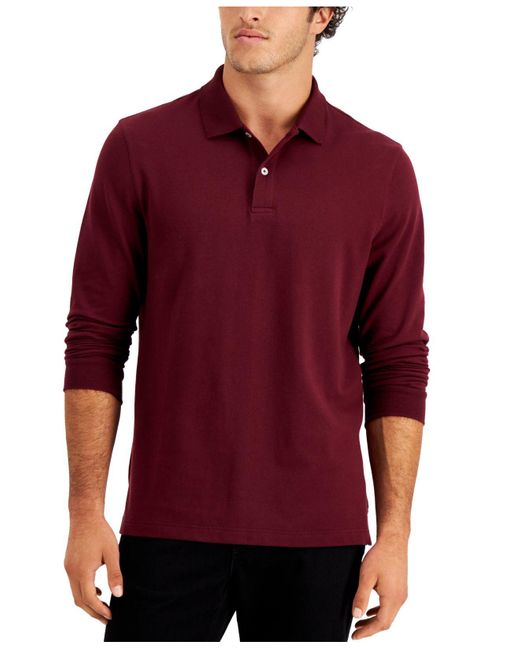 Club Room Denim Solid Stretch Polo, Created For Macy's in Red Plum (Red