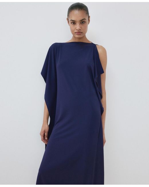 Mango Blue Ruffled Detail Caftan