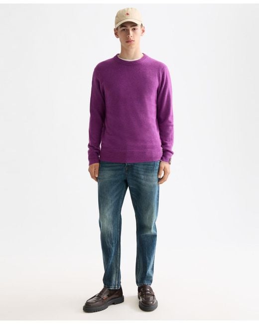 Scotch & Soda Purple Solid Crew Neck Sweater for men