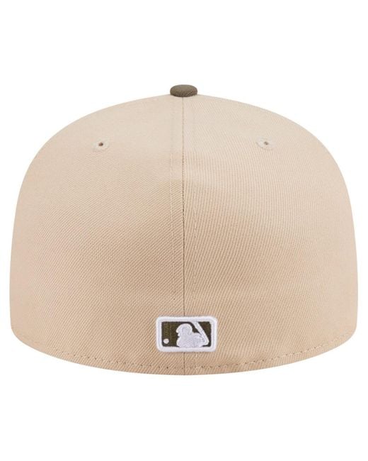 KTZ Natural Light Beige/olive Texas Rangers Two-tone Color Pack A-frame 59fifty Fitted Hat for men