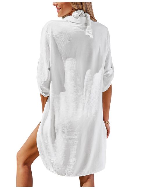 CUPSHE Throw It On Cover-up Mini Beach Dress in White