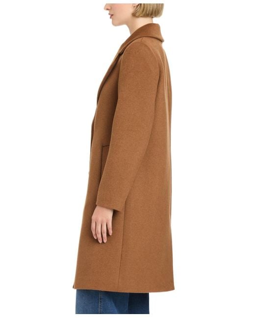 Vince Camuto Brown 38" Single-breasted Wool-blend Boyfriend Coat