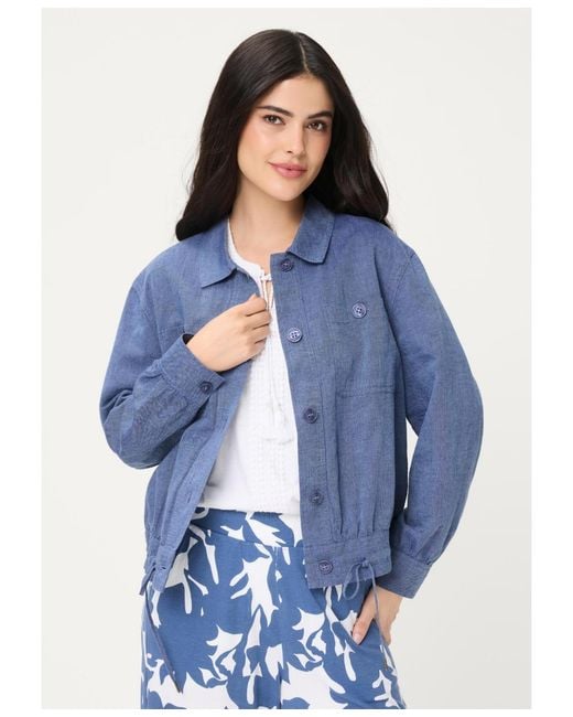 Olsen Blue Linen-cotton Jacket