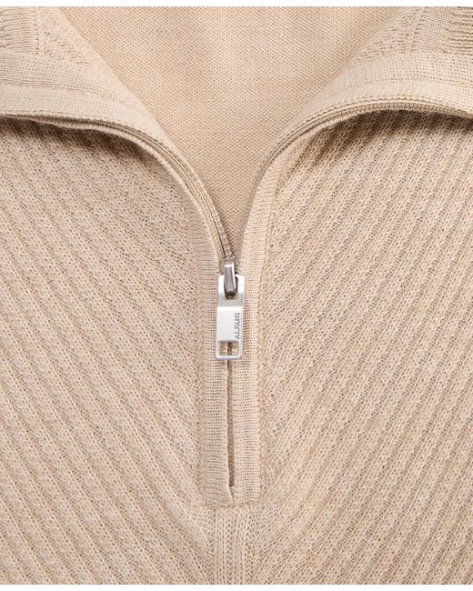 Alfani Natural Long Sleeve Textured Quarter-zip Sweater for men