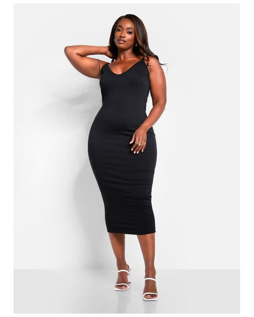 Rebdolls Blue Plus Size Essential Strappy Midi Bodycon Dress