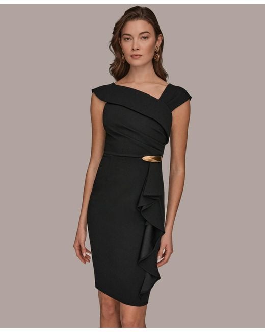 macy's black ruffle dress Macy  The Rock Box Store 92% Nylon 8% Spandex Black Satin Mini Off the