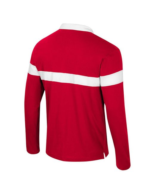 Colosseum Athletics Red Utah Utes Too Cool For School Long Sleeve Polo Shirt for men