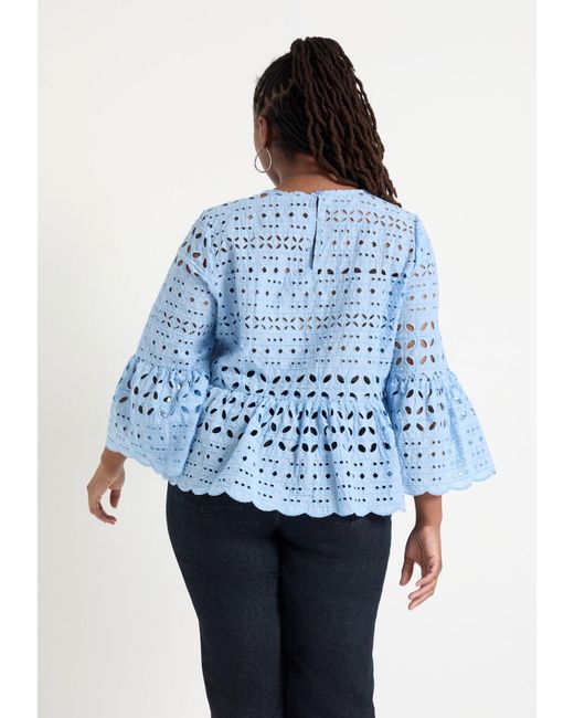 June + Vie Blue June + Vie Plus Size June + Vie Flounce Peplum Top