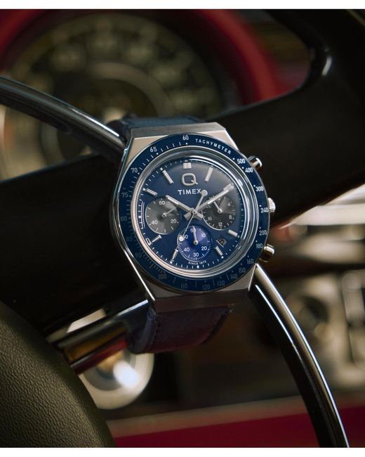 Timex Blue Chronograph Leather Watch for men