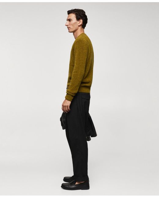 Mango Green Boucle Knit Sweater for men