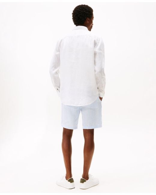 Tommy Hilfiger White Pigment-dyed Linen Button-down Long Sleeve Shirt for men