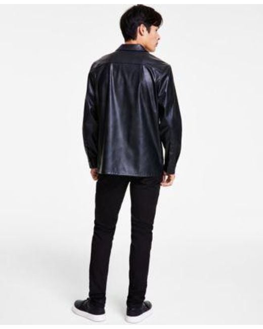 INC International Concepts Blue Inc International Concepts Pleather Full Zip Shirt Jacket Black Wash Skinny Jeans Created For Macys for men