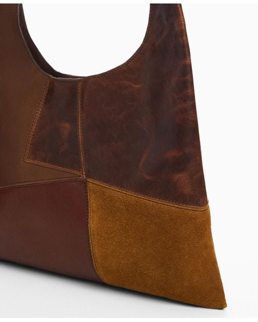 Mango Brown Patchwork Leather Bag