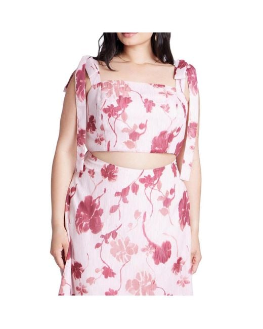 Eloquii Pink Plus Size Floral Crop Top