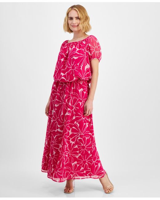 INC International Concepts Pink Petite Floral-print Maxi Skirt