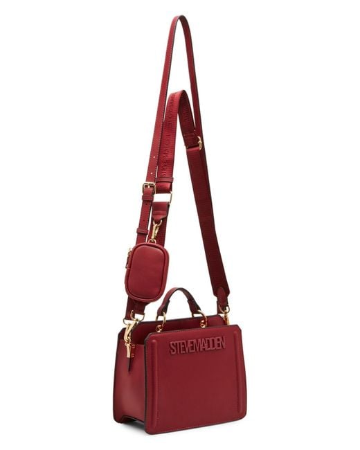 Steve Madden Red Bevelyn Small Satchel Bag