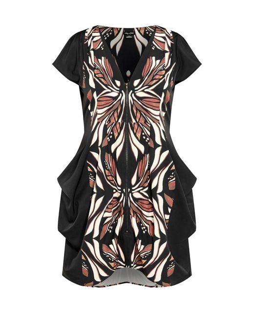 City Chic Black Plus Size Nadia Zip Tunic