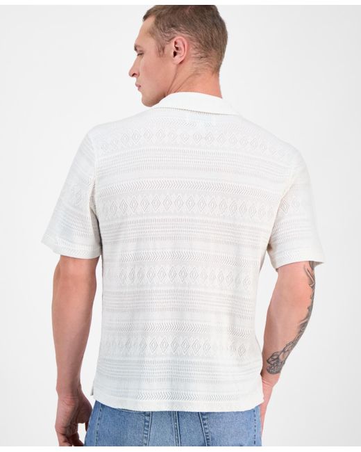 Sun & Stone White Sun + Stone Alessio Short Sleeve Textured Knit Button-front Camp Shirt for men