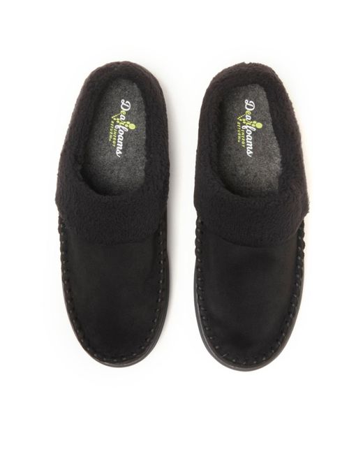 Dearfoams Black Maple Moccasin Toe Clog House Shoe Slipper
