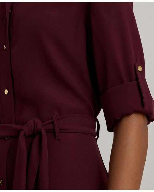 Ralph Lauren Red Double-faced Point Collar Shirt Dress