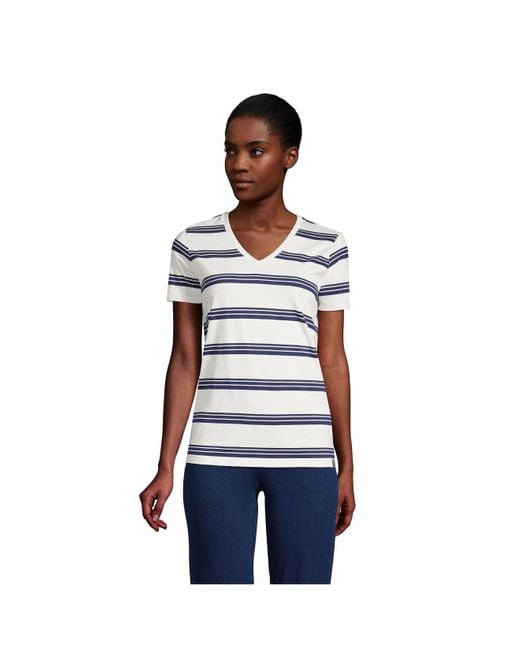 Lands' End Petite Relaxed Supima Cotton Short Sleeve Vneck Tshirt in
