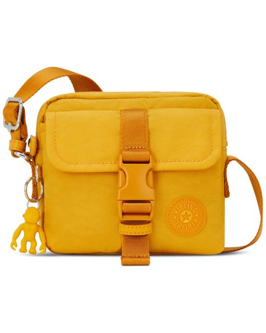 Kipling Yellow Desta Nylon Mini Zippered Crossbody Bag