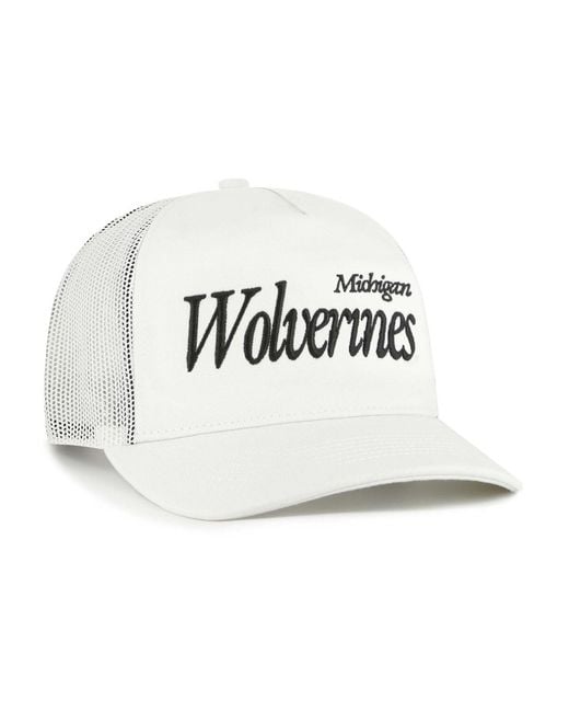 '47 White And Michigan Wolverines Foundation Script Adjustable Trucker Hat