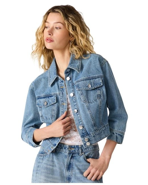 Steve Madden Blue Collared Neck Jacket