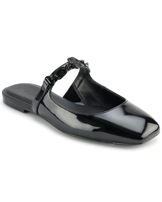 Karl Lagerfeld Black Zilla Square Toe Mule Flats