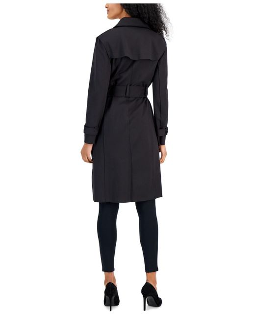 Anne Klein Long Compression Trench Coat in Black Lyst