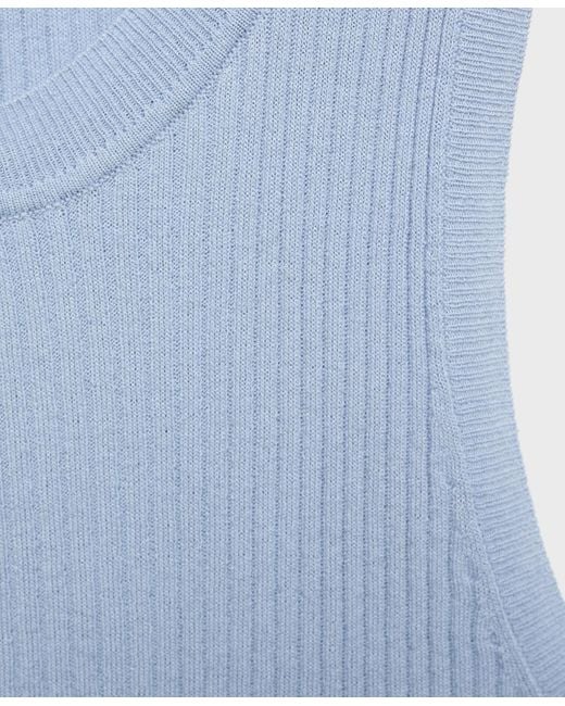 Mango Blue Ribbed Knit Top