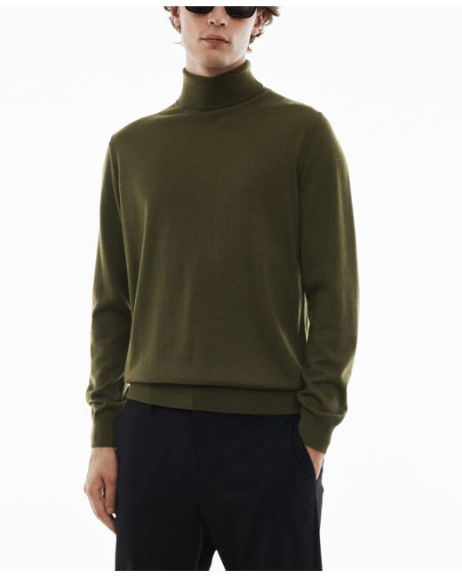 Mango Green 100% Merino Wool Turtleneck Sweater for men