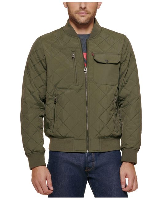 Levi's Synthetic Regularfit Diamondquilted Bomber Jacket in Olive