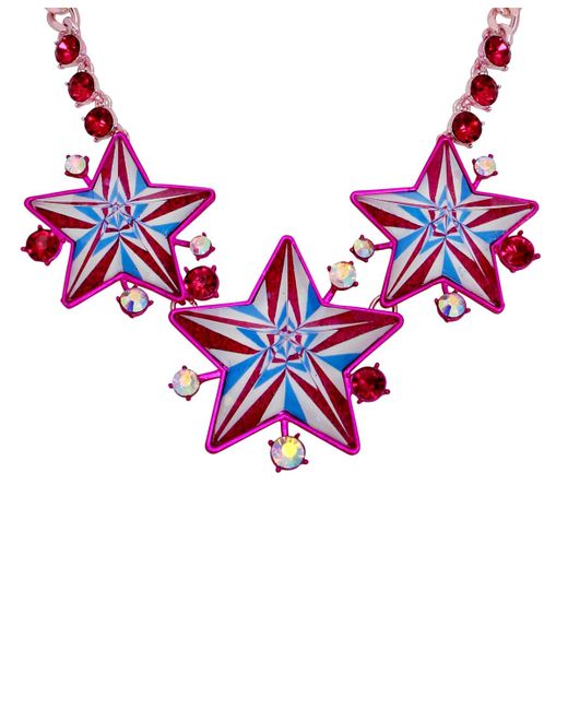 Betsey Johnson Multicolor Faux Stone Festive Star Bib Necklace