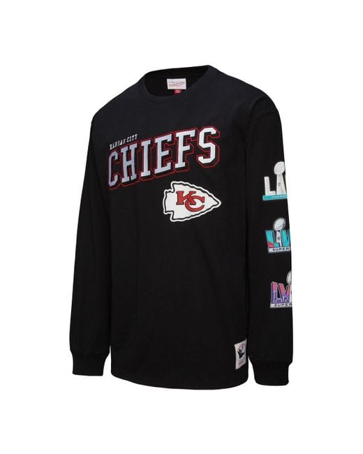 Mitchell & Ness Black Kansas City Chiefs Training Camp Vintage Logos Long Sleeve T-shirt for men