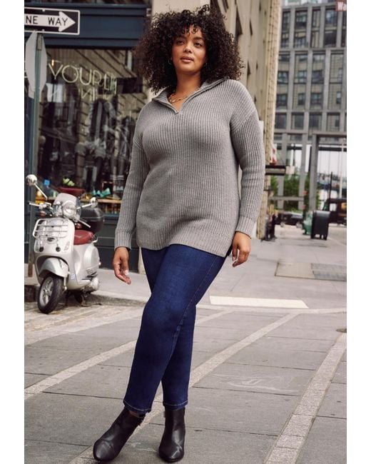 Avenue White Plus Size Half-zip Pullover Sweater
