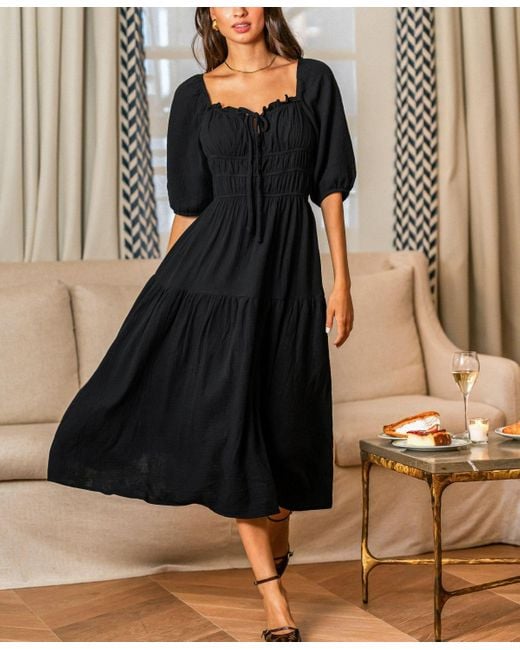 CUPSHE Black Honey & Haze Midi Beach Dress