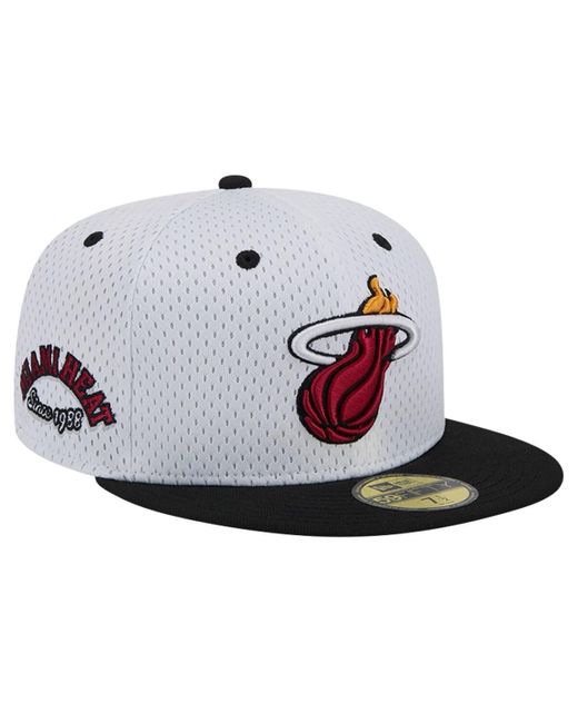 KTZ White/black Miami Heat Throwback 2tone 59fifty Fitted Hat for men