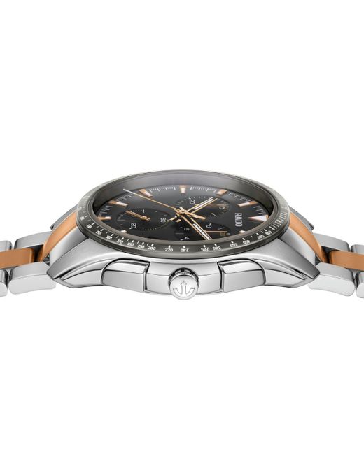 Rado Gray Swiss Chronograph Hyperchrome Two-tone Stainless Steel Bracelet Watch 45mm for men