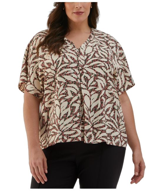 ELLA rafaella Brown Plus Size Layered Dolman Short Sleeve Top