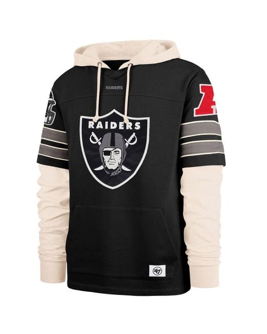 '47 Black Las Vegas Raiders Split Zone Cornerback Duo Hoodie for men