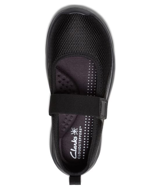 Clarks Black Cloudsteppers Solevana Jane Round Toe Flats
