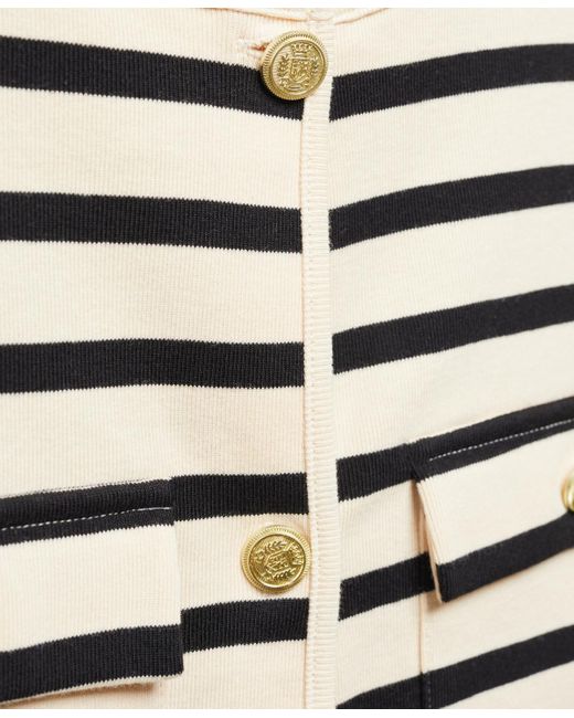 Mango White Buttons Detail Striped Cardigan