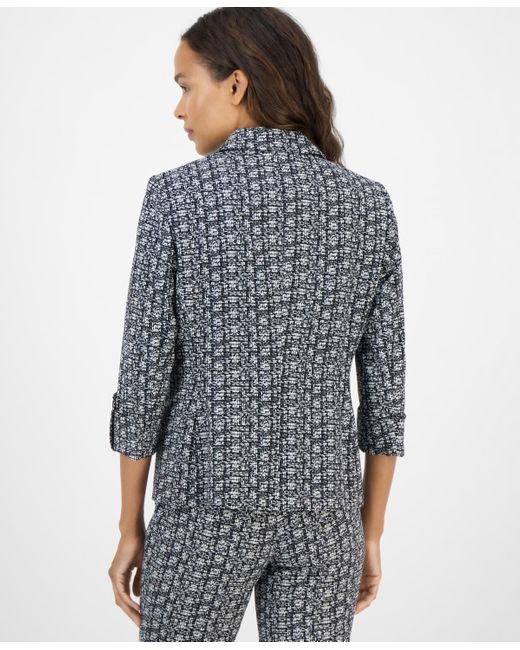 Anne Klein Gray Petite Printed Cool Crepe Jacket