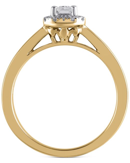 Macy's Metallic Diamond Emerald-cut Halo Engagement Ring (1/2 Ct. T.w.